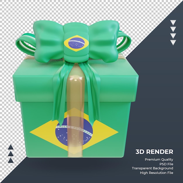 PSD 3d caixa presente bandeira do brasil renderizando vista frontal
