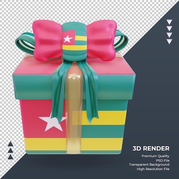 3D caixa presente bandeira do Togo renderizando vista frontal