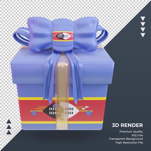 3D caixa presente bandeira Eswatini renderizando vista frontal