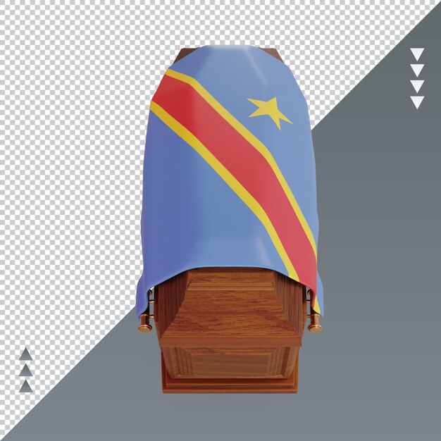 3d caixão bandeira do congo democrático renderização vista frontal