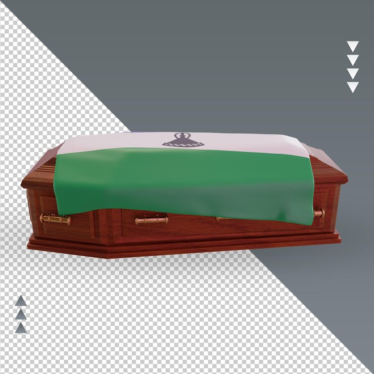 PSD 3d caixão bandeira do lesoto renderizando a vista esquerda