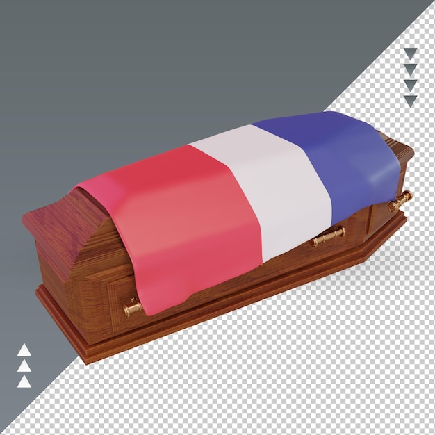 PSD 3d caixão bandeira frança renderização vista direita