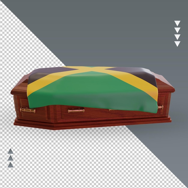 3d caixão bandeira jamaica renderizando a vista esquerda