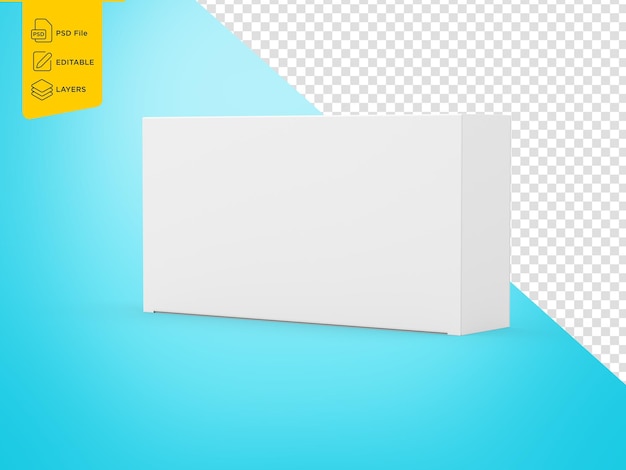 3d Caja de cartón rectangular blanca vacía Diseño simulado aislado en fondo blanco Ilustración 3D