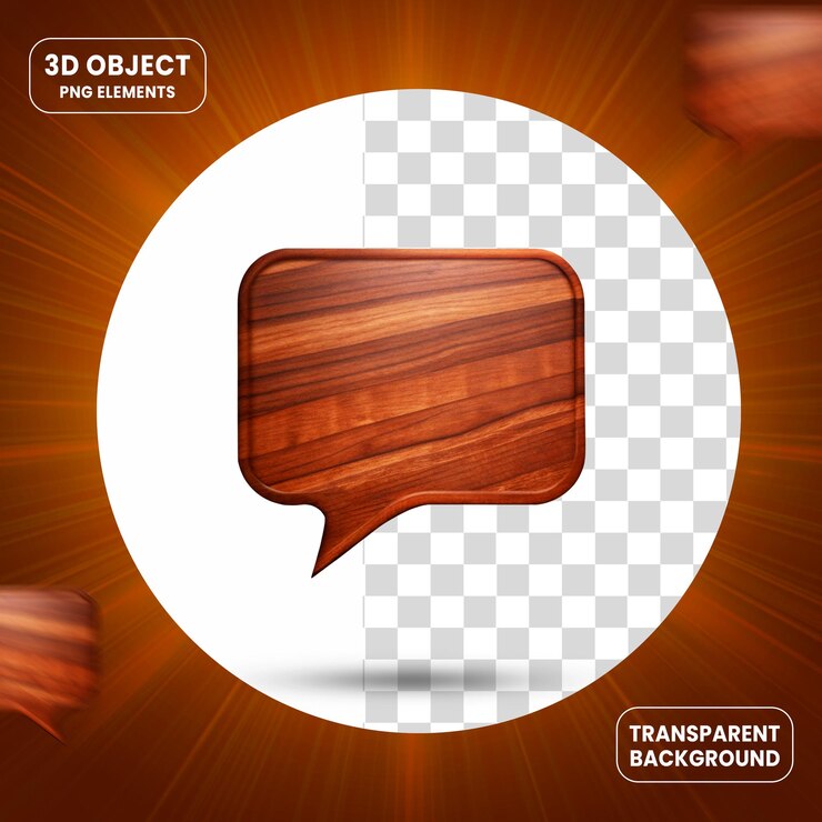 PSD 3d caja de mensajes de madera vacía png aislado en fondo transparente