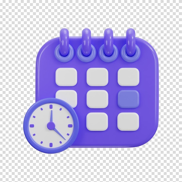 3d calendar clock icon vector illustration