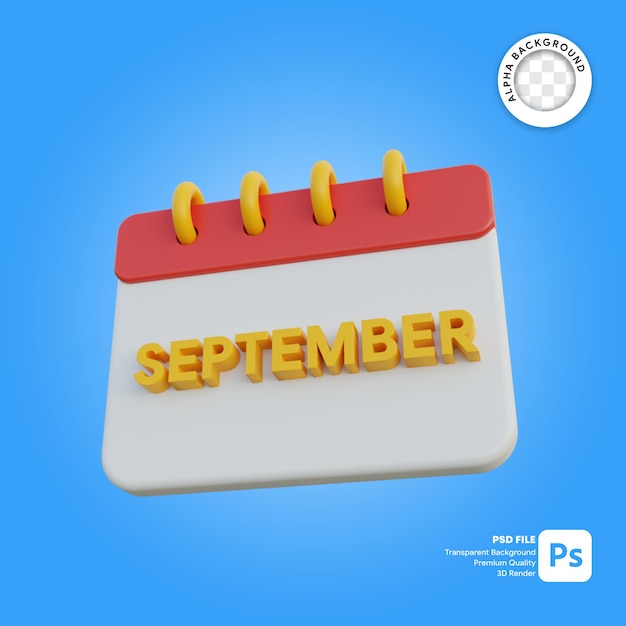 3d calendário mês setembro