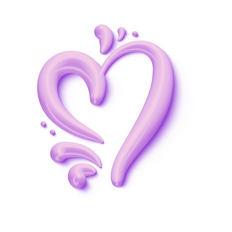 PSD 3d calligrafico cuore lilla amore isolato png trasparente iscrizione romantica buon san valentino