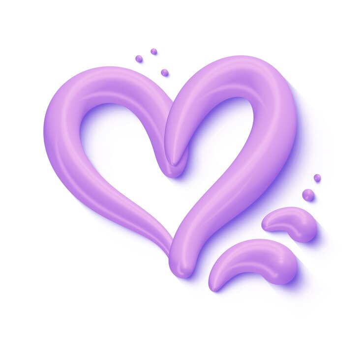 PSD 3d calligrafico cuore lilla amore isolato png trasparente iscrizione romantica buon san valentino