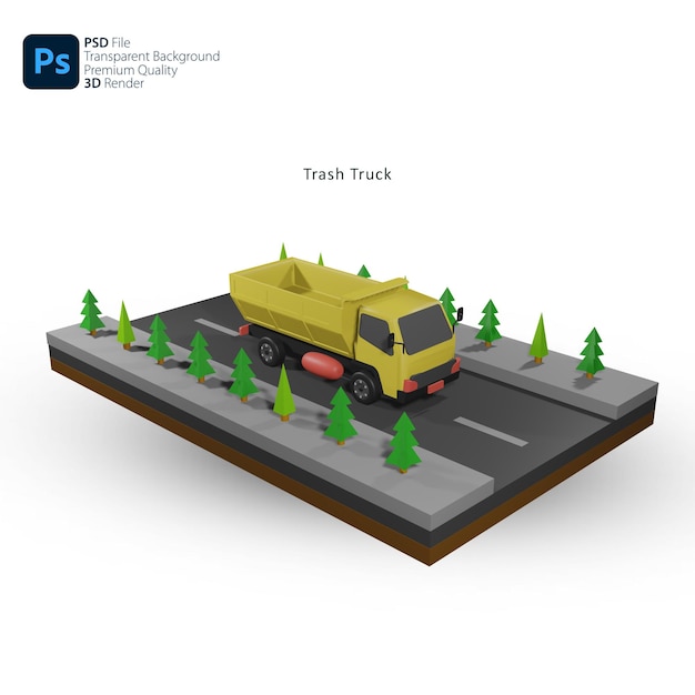 3d camion di trasporto materiale lapideo e immondizia 2
