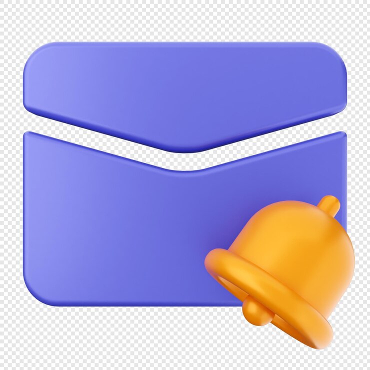 PSD 3d campana de notificación correo electrónico sobre de mensaje de correo