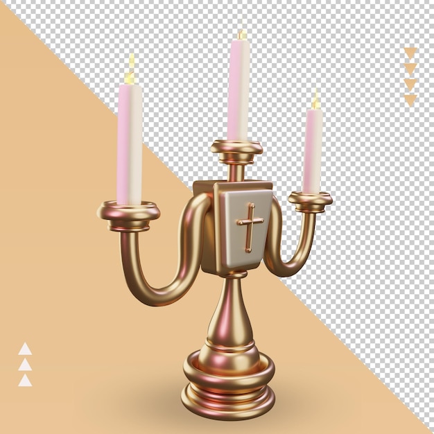 PSD 3d candelabro icono de pascua renderizado vista izquierda