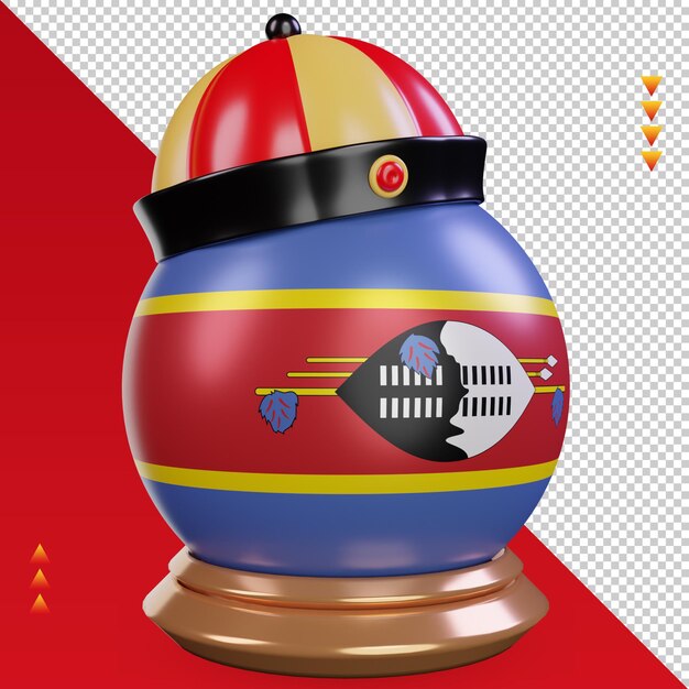 3D capodanno cinese Eswatini bandiera rendering vista a sinistra