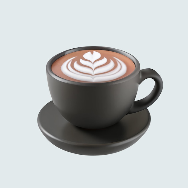 3D-Cappuccino-Tasse mit Schaumillustration