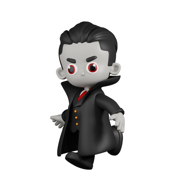 PSD 3d, caricatura, drácula, vampiro, funcionamiento, postura