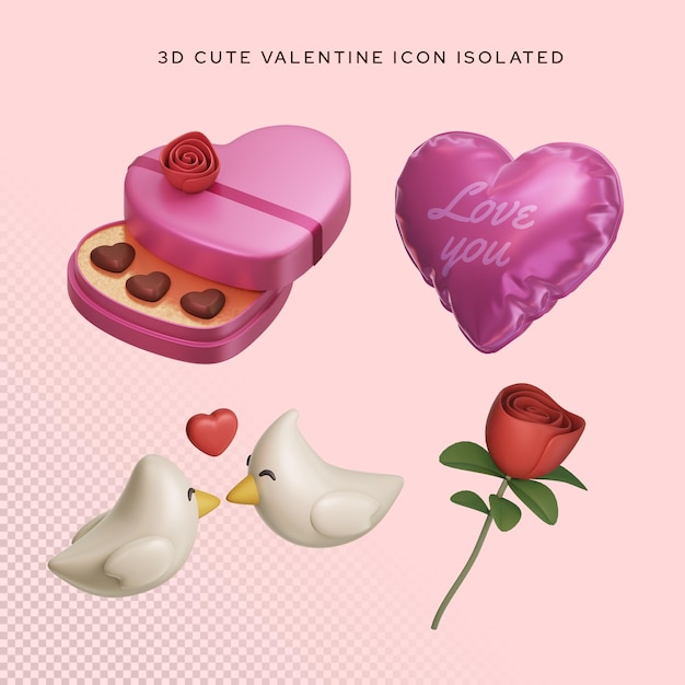 3d carino san valentino icona ad alta risoluzione isolato