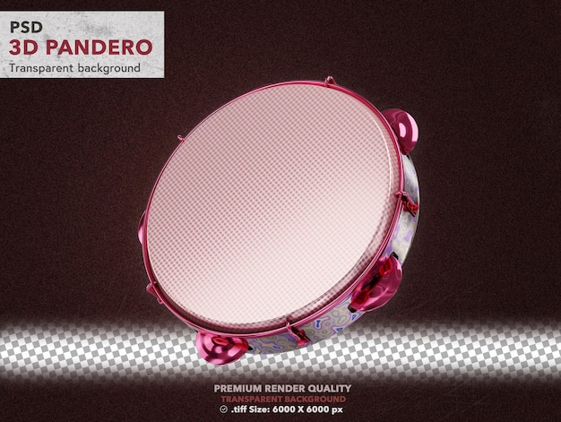 3D Carnival Pink Pandero mit transparentem Hintergrund