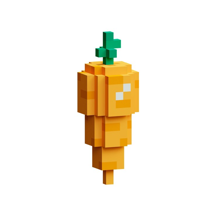 PSD 3d carrot png pixel vegetables collection retro game food assets voxel food icons