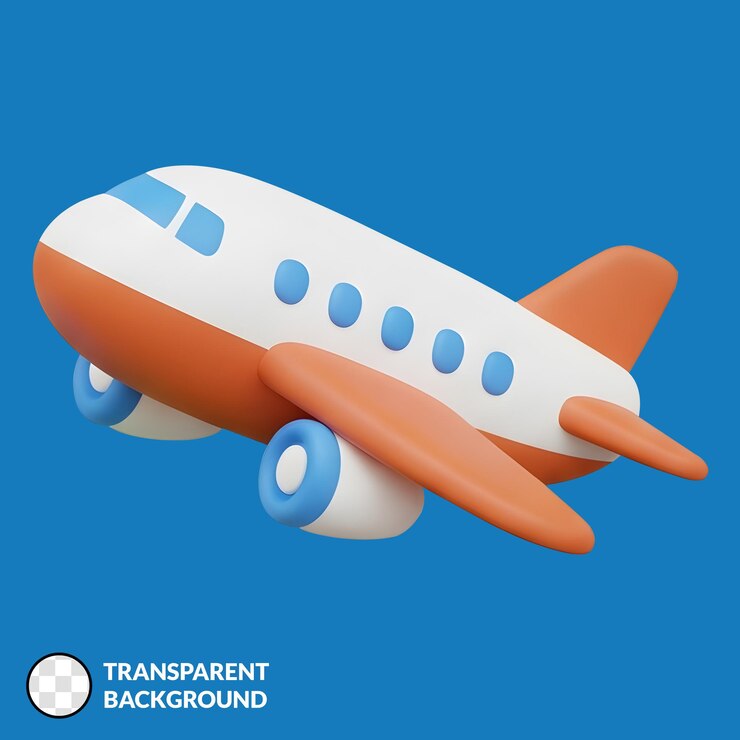 PSD 3d cartoon airplane illustration for travel and aviation