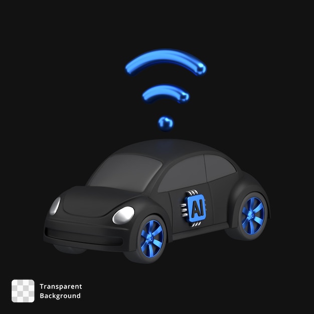 3D-Cartoon-autonomes Auto mit drahtloser Kommunikation