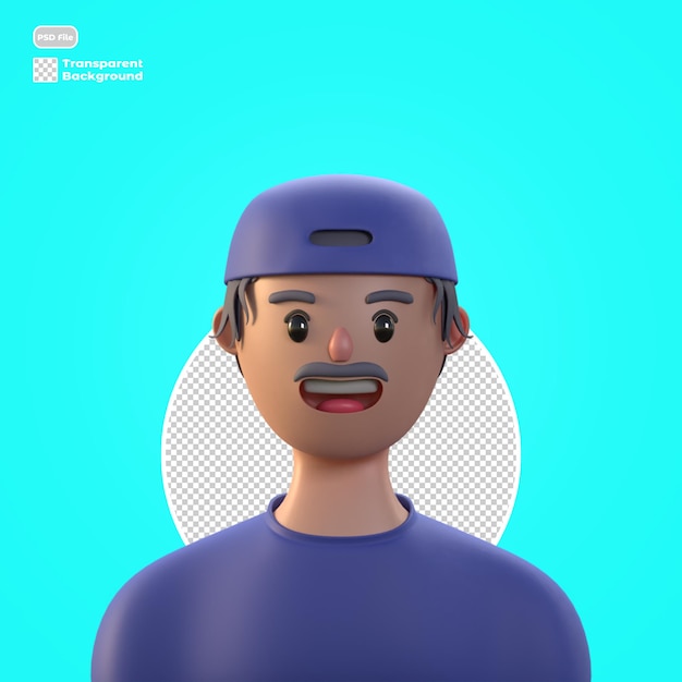 3D-Cartoon-Avatar in 3D-Rendering isoliert