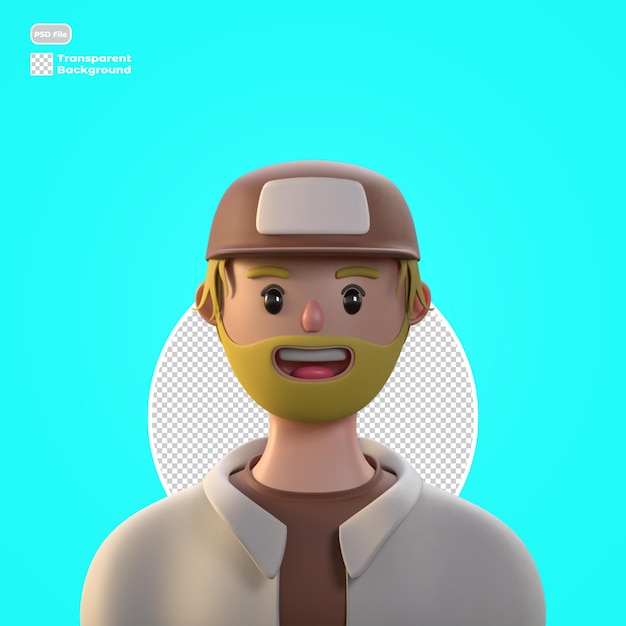3D-Cartoon-Avatar in 3D-Rendering isoliert
