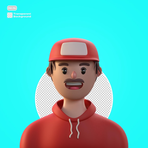 3D-Cartoon-Avatar in 3D-Rendering isoliert
