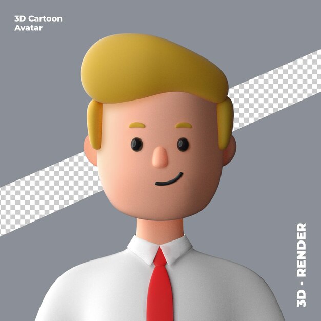 3D-Cartoon-Avatar isoliert in 3D-Rendering