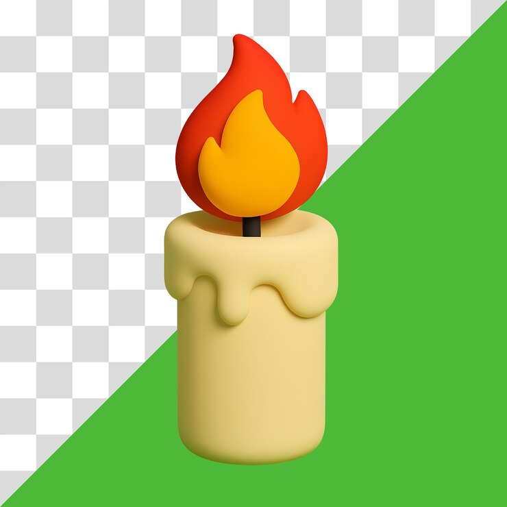 PSD 3d cartoon candle with flames