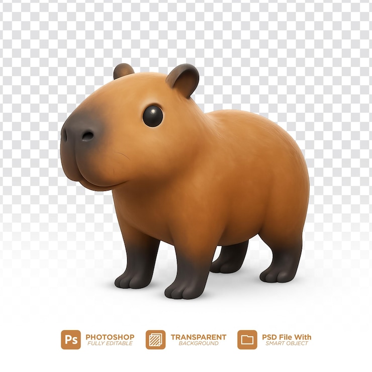 PSD 3d cartoon capybara