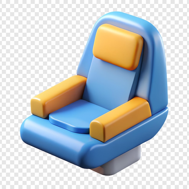 3D Cartoon Chair with Yellow Details