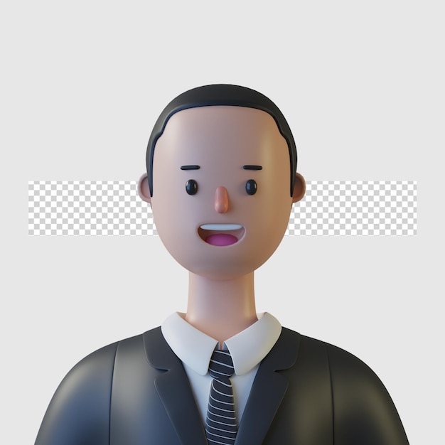 3D-Cartoon-Charakter-Avatar in 3D-Rendering isoliert
