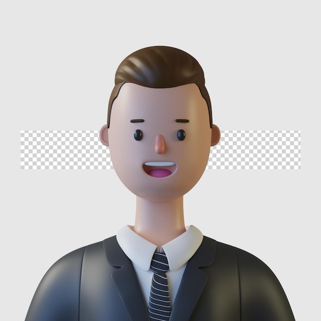 3D-Cartoon-Charakter-Avatar in 3D-Rendering isoliert