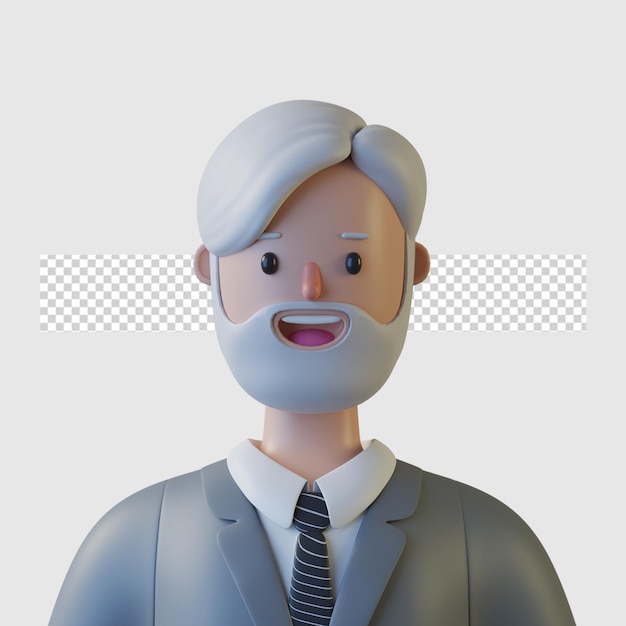 3D-Cartoon-Charakter-Avatar in 3D-Rendering isoliert
