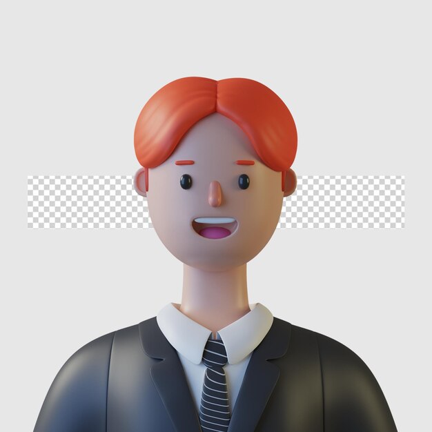 3D-Cartoon-Charakter-Avatar in 3D-Rendering isoliert