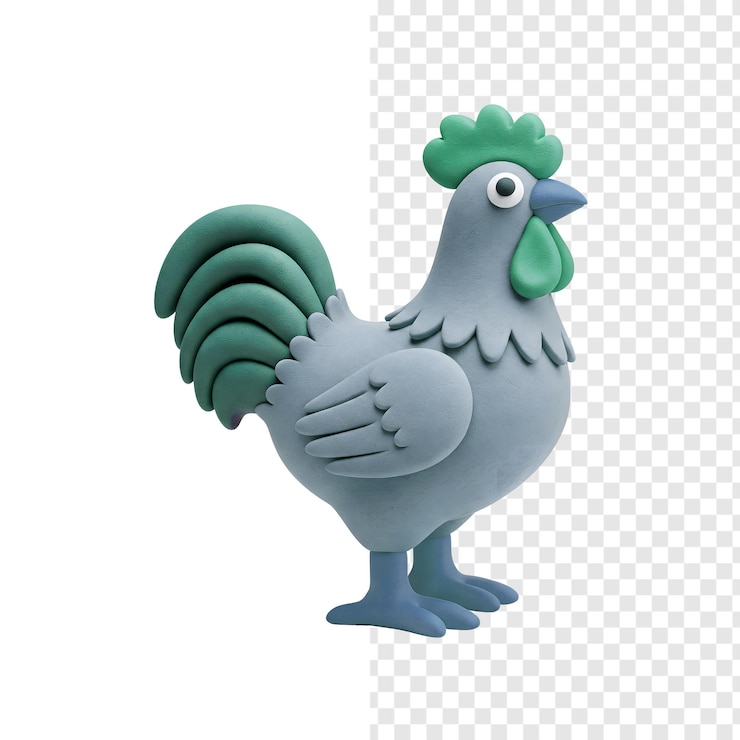 PSD 3d cartoon clay rooster
