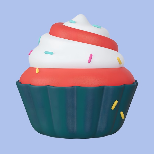 3D-Cartoon-Cupcake mit Sprinkles