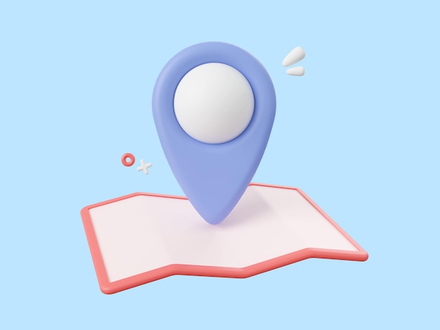 3D Cartoon Design Illustration von Pin auf einem Kartenlieferdienst