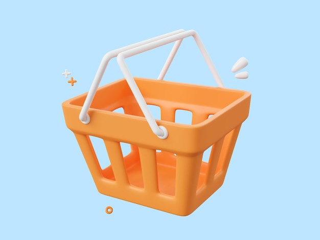 3D-Cartoon-Designillustration des Einkaufswagensymbols isoliert Online-Shopping-Konzept