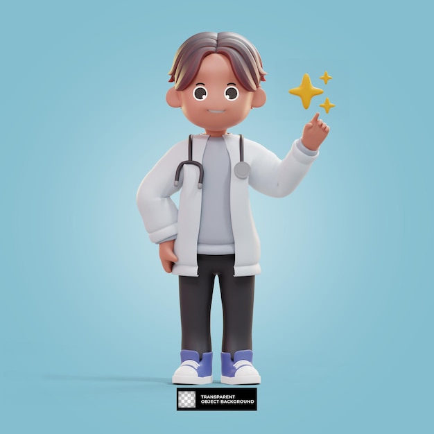 PSD 3d cartoon doktor zahnarzt charakter illustration isoliert