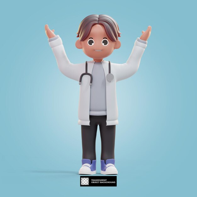 PSD 3d cartoon doktor zahnarzt charakter illustration isoliert