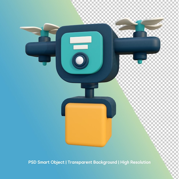 3D Cartoon Drone Delivering Package