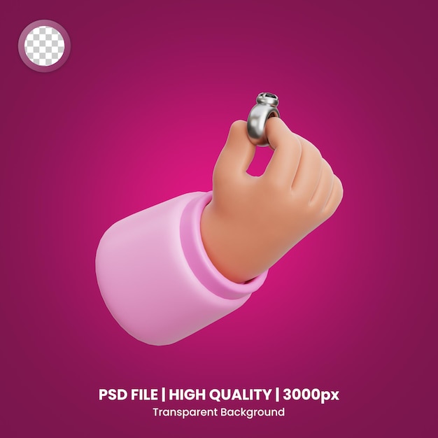 3D Cartoon Engagement Ring in a Hand