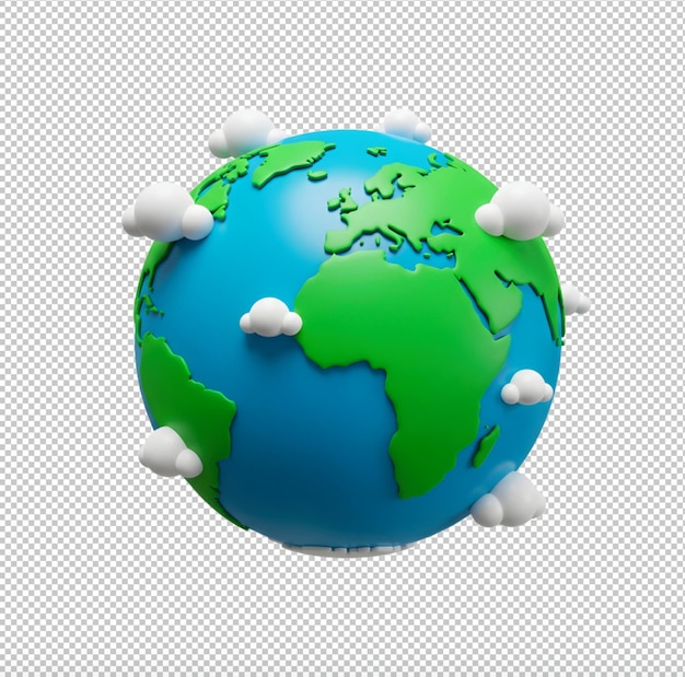 3D-Cartoon-Erde mit Wolken