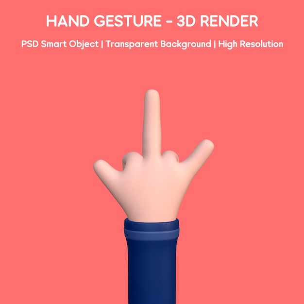 3D Cartoon Hand Gesturing the Middle Finger