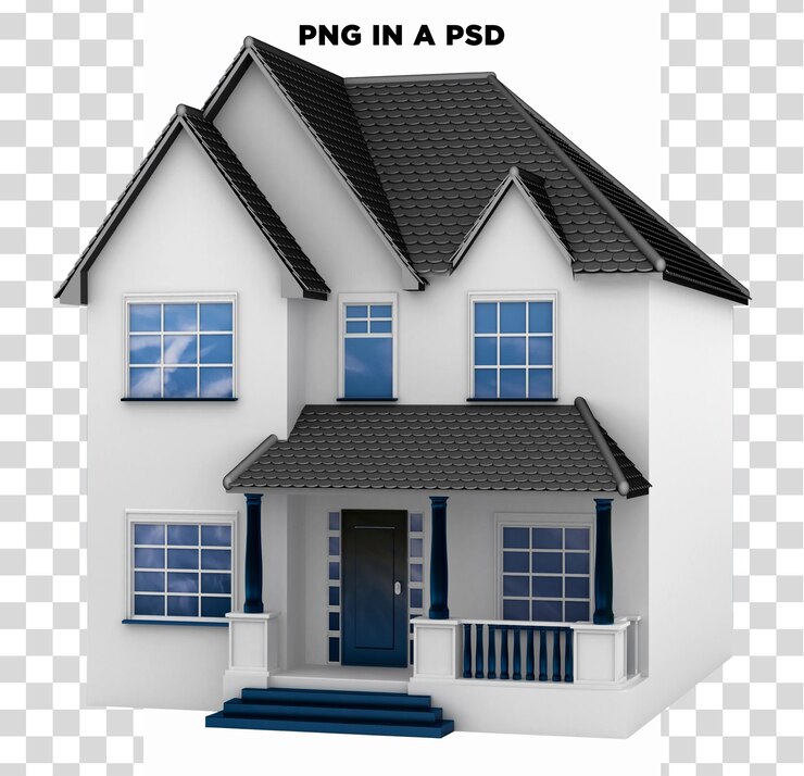 PSD 3d cartoon house with transparent background