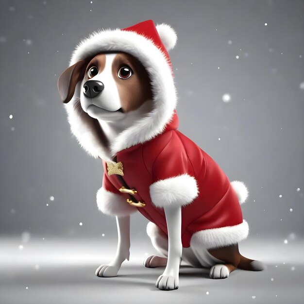 PSD 3d-cartoon hundeporträt in weihnachtskleidung transparenter hintergrund