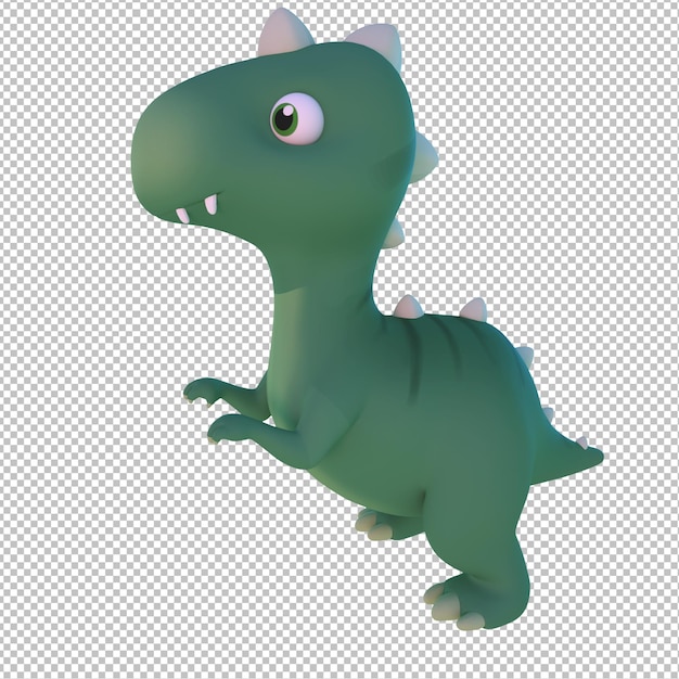 PSD 3d-cartoon-illustration grüner baby-dinosaurier