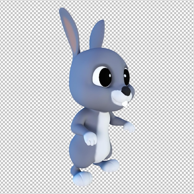 PSD 3d-cartoon-illustration hase im leerlauf