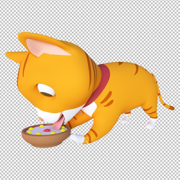 PSD 3d-cartoon-illustration, niedliche trinkende katze